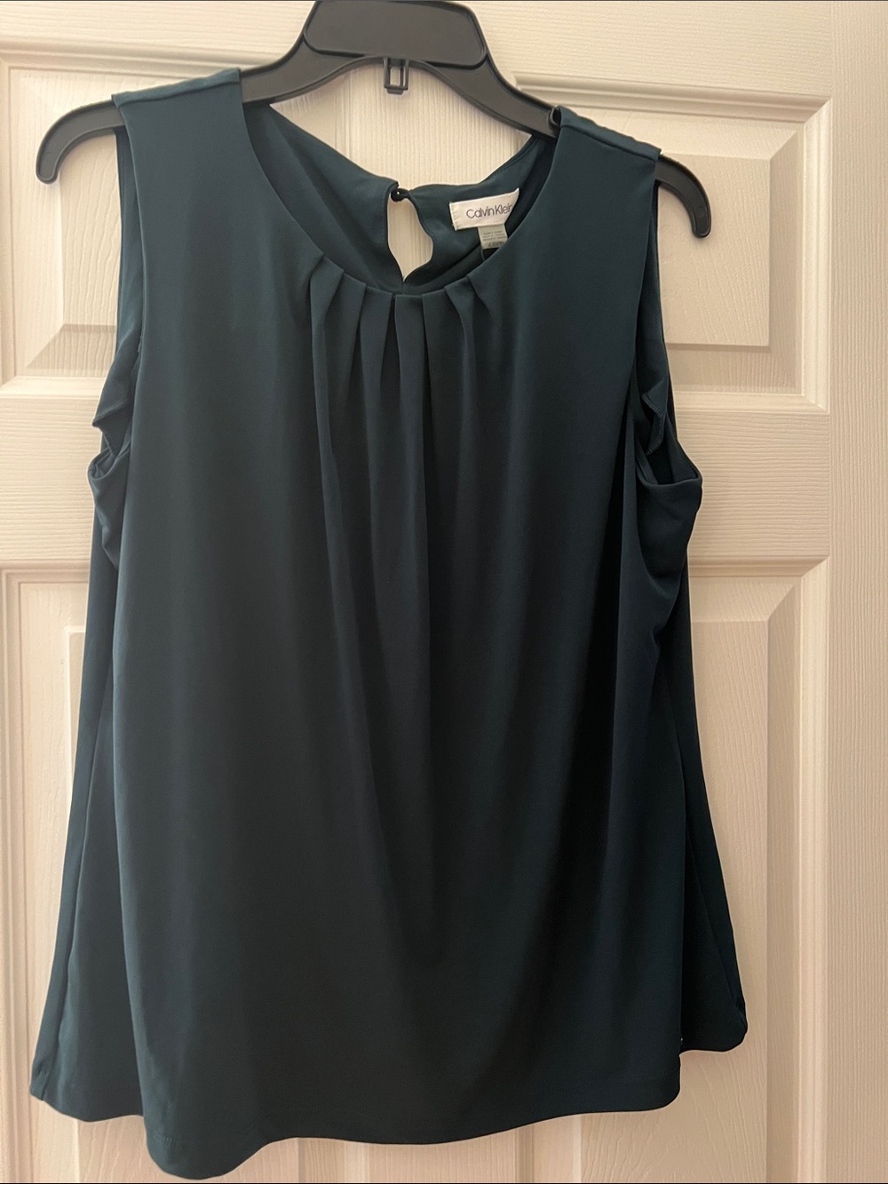 Calvin Klein Dark Teal Pleated Sleeveless Top